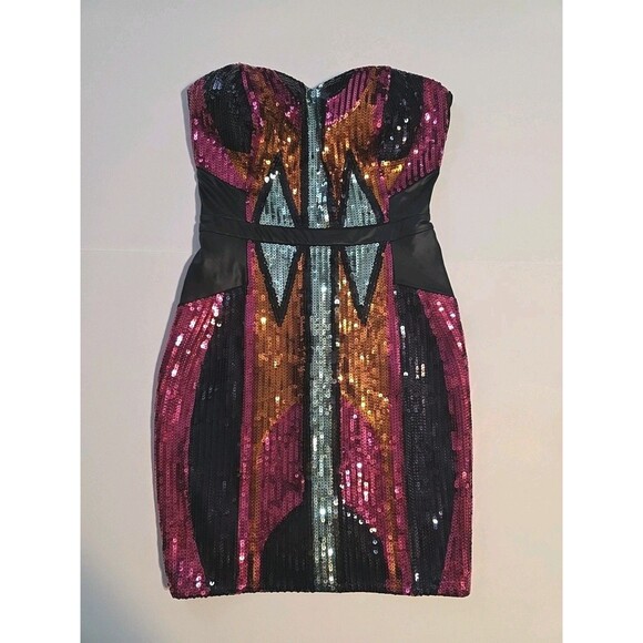 2B BEBE ELIZA SEQUIN DRESS SIZE S - Picture 1 of 14